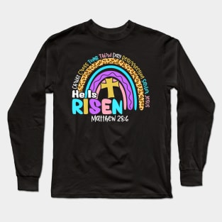 Rainbow Easter Trendy Tee He Is Risen Matthew 28 6 Christian Long Sleeve T-Shirt